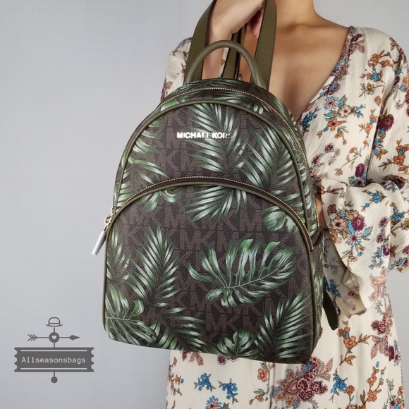 Michael Kors Abbey Medium Brown Backpack Olive - Picture 5 of 8